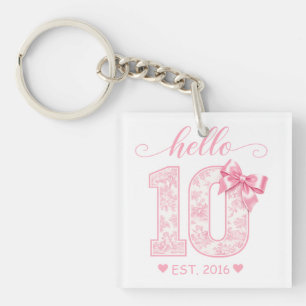 Hallo 10 Verjaardag Roze Hallo 10 Aangepast Jaar Sleutelhanger