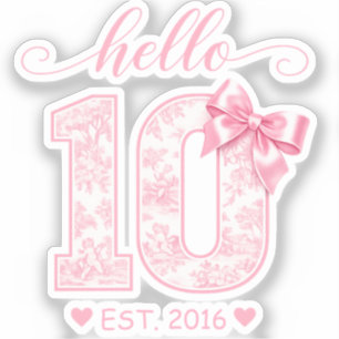 Hallo 10 Verjaardag Roze Hallo 10 Aangepast Jaar Sticker