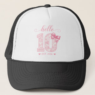 Hallo 10 Verjaardag Roze Hallo 10 Aangepast Jaar Trucker Pet