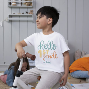 Hallo 1e klas gepersonaliseerd jongens T-shirt