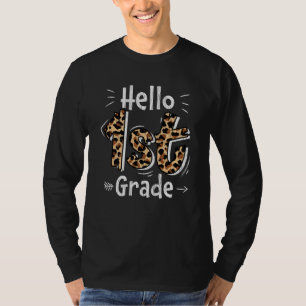 Hallo 1e klas luipaardprint terug naar school meis t-shirt