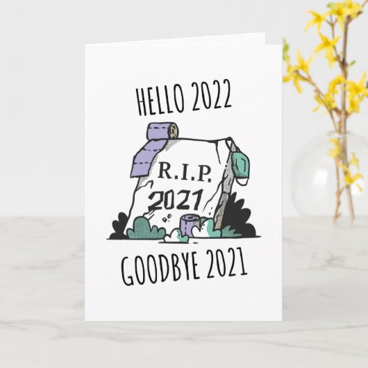Hallo 2022 Vaarwel 2021 Rust in vrede 2022 Kaart (Gele Bloem)