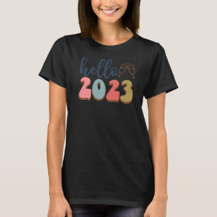 hallo 2023 Retro Groovy Happy New Year Party D T-shirt