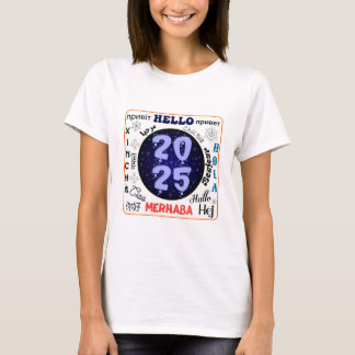 Hallo 2025 Gelukkig Nieuwjaar T-shirt
