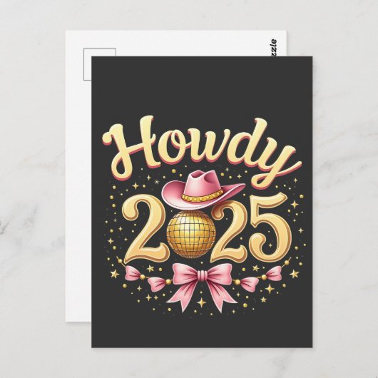 Hallo 2025 Oud en Nieuw Cowboy Westers Briefkaart (Voorkant / Achterkant)