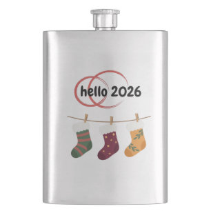 Hallo 2026 Gezellig Nieuwjaar Winter Sokken Grafis Flacon