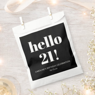 Hallo 21 Zwart Wit Krachtig Trendy Verjaardag Gesc Bedankzakje