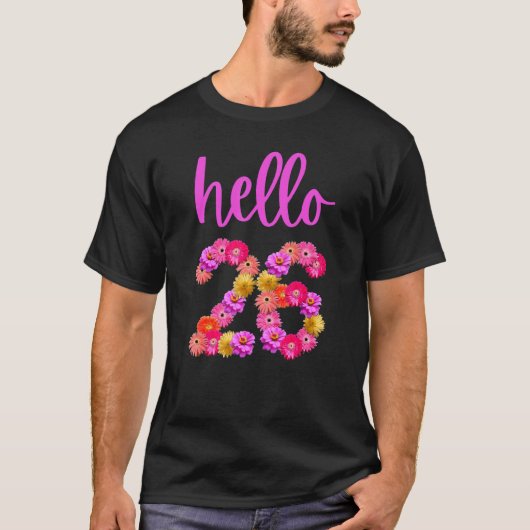 hallo 26 Jaar Oud Verjaardagsbloem T-shirt (Voorkant)