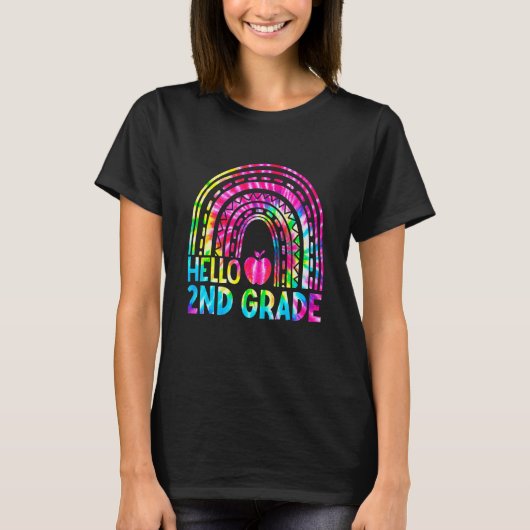 Hallo 2e graads verf regenboog terug naar Schoo T-shirt (Voorkant)