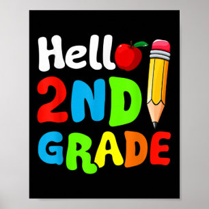 Hallo 2e klas eerste schooldag terug naar school poster