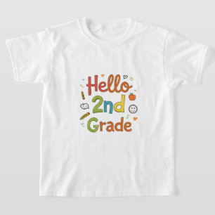 Hallo 2e klas Schattigee Doodle Art voor Back 2S T-shirt
