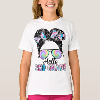 Hallo 2nd Grade Messy Hair Terug Naar School T-Shi T-shirt