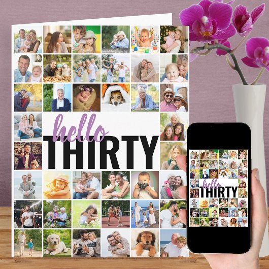 hallo 30 Editable Big Photo Collage Birthday Kaart