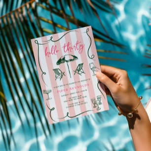 Hallo ₩ 30   Modern Roze Script 30th Kaart