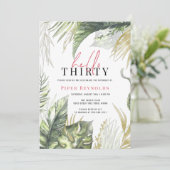 hallo 30 | Modern roze script tropisch 30th  Kaart (Staand voorkant)