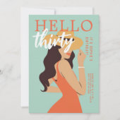 Hallo 30 Retro Poster  roze 30ste verjaardag Kaart (Voorkant)