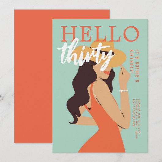 Hallo 30 Retro Poster  roze 30ste verjaardag Kaart (Voorkant / Achterkant)