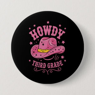 Hallo 3e klas Cowboy Cowgirl Terug naar school Ronde Button 7,6 Cm