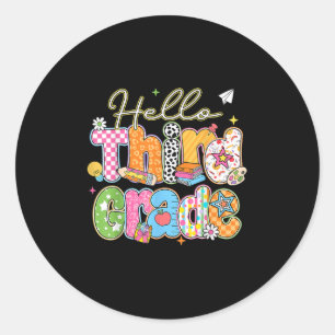 Hallo 3e klas eerste schooldag terug naar school ronde sticker
