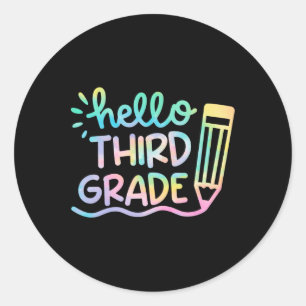 Hallo 3e klas Tie Dye Leraren Kinderen Byck Naar S Ronde Sticker