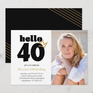 hallo 40 mijlpaal Aangepaste foto op jaarbasis Kaart