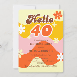Hallo 40 Retro Golf Beweging Bloem Verjaardag Kaart