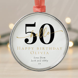 Hallo 50 Vijftigste Verjaardag Cadeau Mijlpaal Metalen Ornament