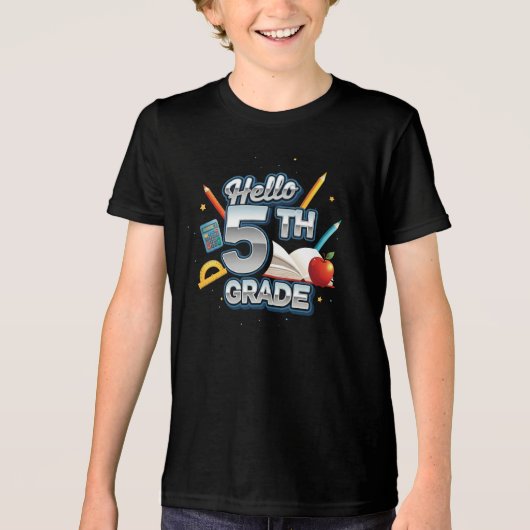 Hallo 5e klas | door Asarteon Tri-Blend Shirt (Voorkant)