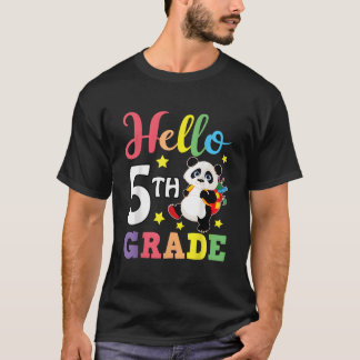 Hallo 5e klas panda terug naar school leerling t-shirt