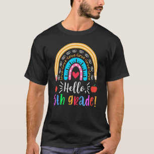 Hallo 5e klas regenboog potlood appel eerste dag t t-shirt