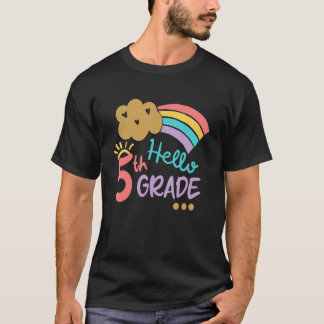 Hallo 5e klas regenboog terug naar school meisjes  t-shirt