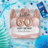 hallo 60 roze glitter Birthday Balloons Papierplaa Papieren Bordje (Feest)