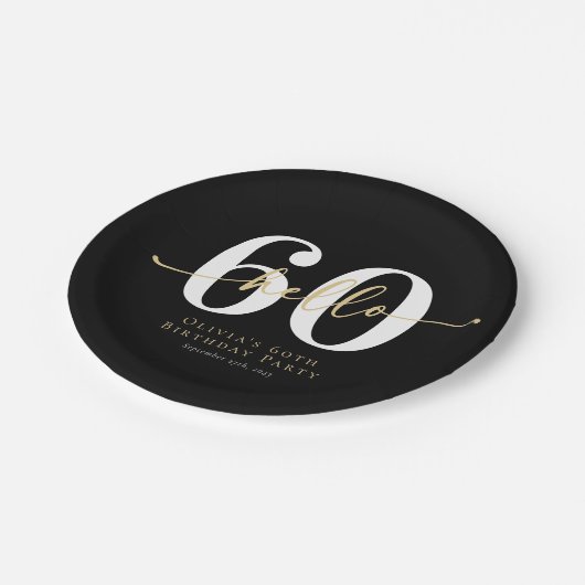 Hallo 60 Zestigste verjaardag Papieren Bordje (Gekanteld)