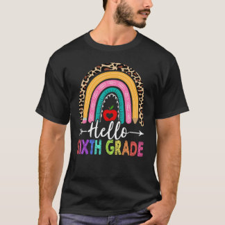 Hallo 6e leerkracht regenboogluipaard terug t-shirt