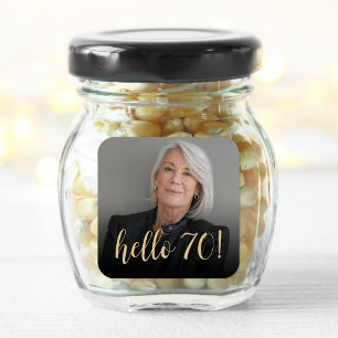 Hallo 70 Verjaardagsfeest Foto Cheers Vierkante Sticker