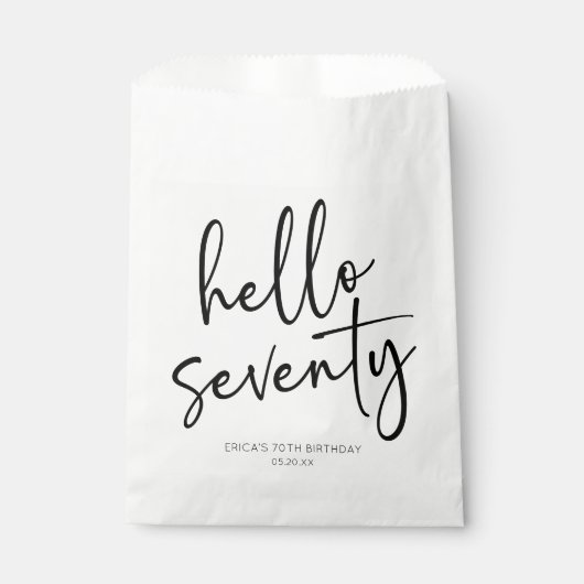 Hallo 70ste minimalistische 70ste verjaardagsfeest bedankzakje (Voorkant)