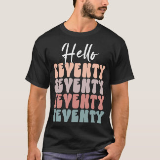 Hallo 70ste verjaardagsfeestje 70 verjaardagsfeest t-shirt