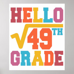 hallo 7-klas Square wortel van 49 wiskunde student Poster