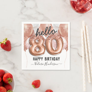 hallo 80 roze Glitter Birthday Balloons Napkins Servet