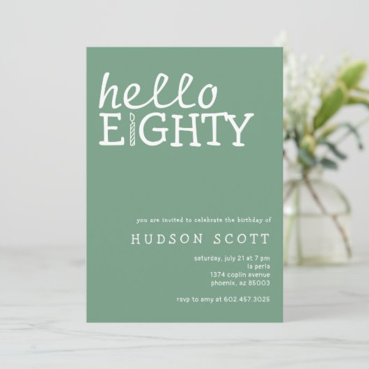 hallo 80ste verjaardag kaart (Staand voorkant)