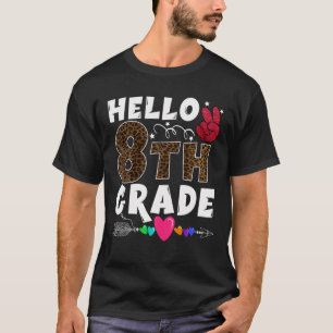 Hallo 8e klas grappig leraar student team terug na t-shirt