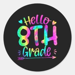 Hallo 8e klas team tie-dye terug naar school leraa ronde sticker