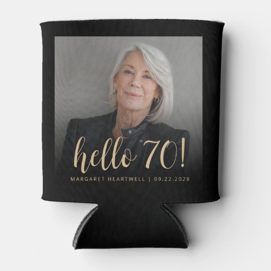 Hallo Aangepaste foto = 70 verjaardagsfeestje Blikjeskoeler (Voorkant)