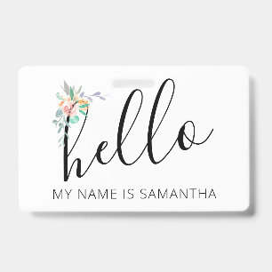 hallo Aangepaste naam Floral Edge Badge