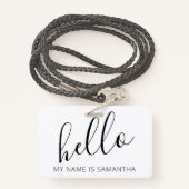 hallo Aangepaste naam Floral Edge Badge (Achterkant met draagriem)