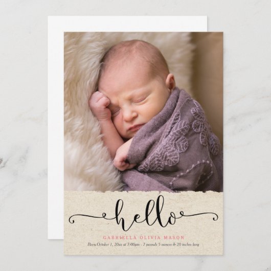 hallo Aankondiging geboorte (Voorkant / Achterkant)