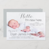 Hallo Aankondigingen geboorte baby jongen (Voorkant / Achterkant)