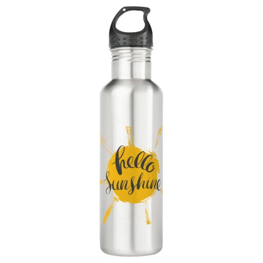 Hallo Afbeelding Geel HandDrawn Sun Waterfles (Voorkant)