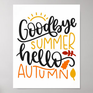 Hallo Afscheid zomer Autumn Herfst Autumn Thanksgi Poster