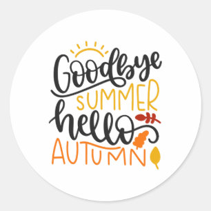 Hallo Afscheid zomer Autumn Herfst Autumn Thanksgi Ronde Sticker